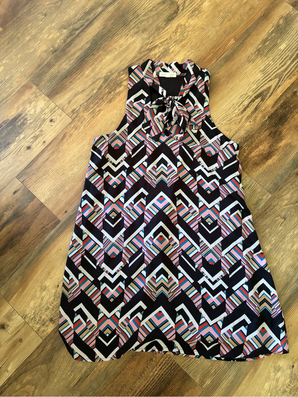 Socialite Black Geometric Print Mini Dress with Multicolor Accents